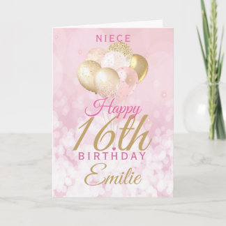 Glamourous Niece 16th Birthday Balloon Card