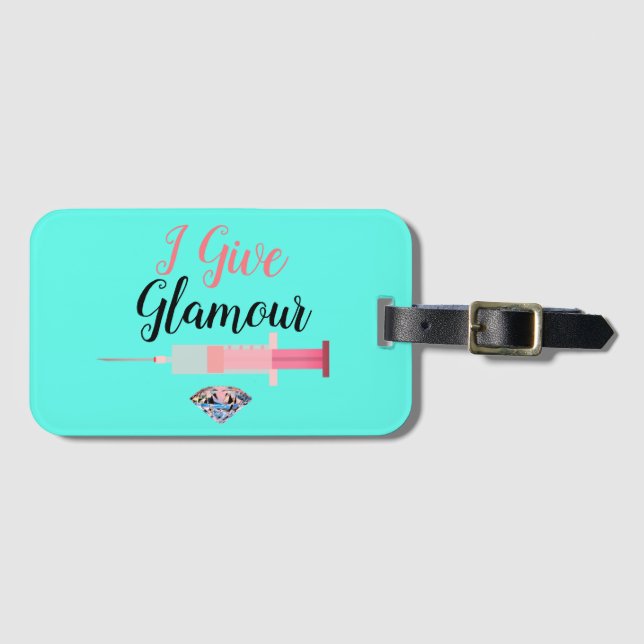 Glamourous nurse shot funny medical luggage tag (Front Horizontal)