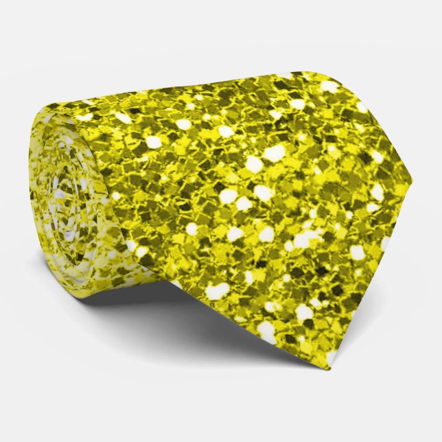 Glamourous Ombre Yellow Green Glitter Party  Tie (Rolled)