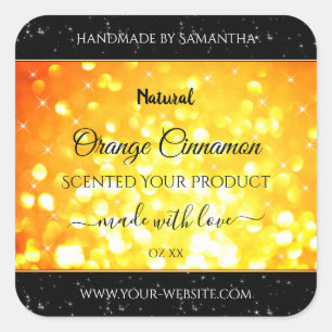 Glamourous Orange Sparkling Glitter Product Labels