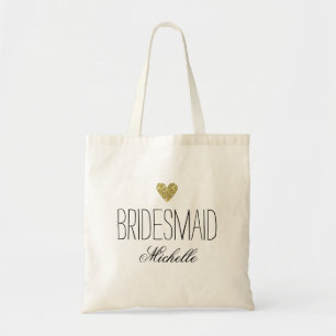 Glamourous PersonalizedBridesmaid Glitter Heart Ba Tote Bag