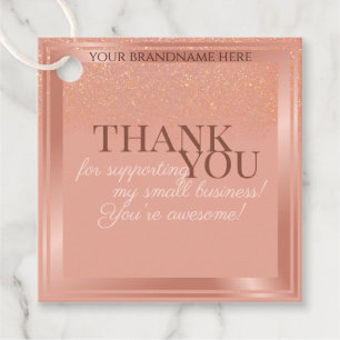 Glamourous Pink and Rose Gold Packaging Thank You Favour Tags