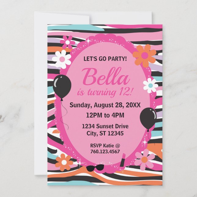 Glamourous Pink Birthday Party Invitation (Front)