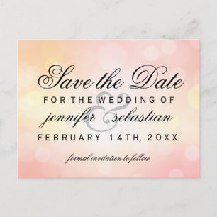 Glamourous Pink CHIC  Bokeh Light  Wedding Postcard