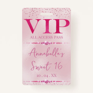 Glamourous Pink Diamonds VIP ID Badge