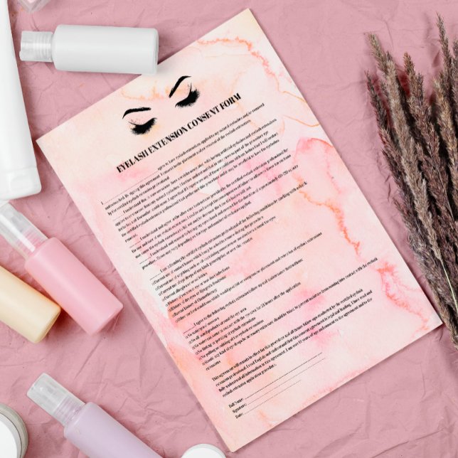 Glamourous pink EYELASH EXTENSION CONSENT FORM Flyer (Creator Uploaded)