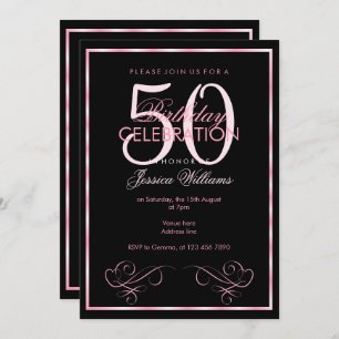 Glamourous Pink Frame Women's 50th Birthday Invitation
