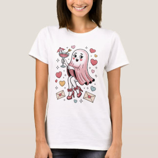 Glamourous Pink Ghost Cocktail Party Queen T-Shirt