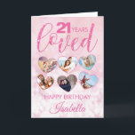 Glamourous Pink Glitter 21st Birthday Photo Collag Card<br><div class="desc">A fabulous custom photo collage 21st birthday card for a special twenty-first birthday. This pink glitter girly design is suitable for any age. Fill out the 6 hearts with photos of either the birthday person - or picture of everyone who loves them. A glamourous design they are sure to love....</div>