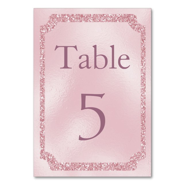 Glamourous Pink Glitter Event Table Number (Front)