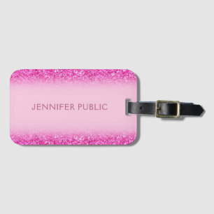 Glamourous Pink Glitter Modern Template Elegant Luggage Tag
