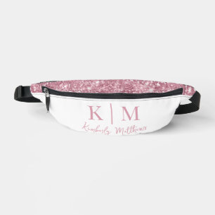 Glamourous Pink Glitter with Monogram Initials Bum Bags