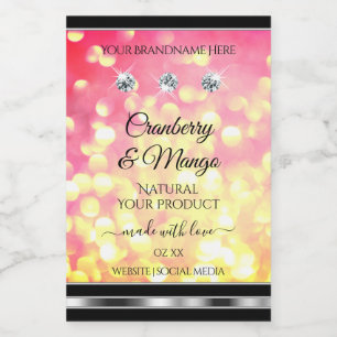 Glamourous Pink Gold Glitter Product Labels Jewels