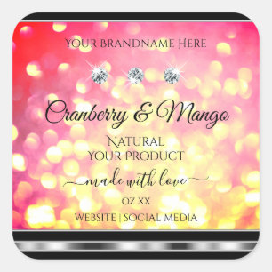 Glamourous Pink Gold Glitter Product Labels Jewels