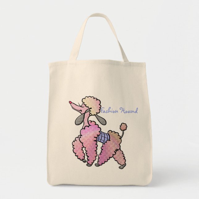 Glamourous Pink Poodle Fashion Hound - Personalise Tote Bag (Front)