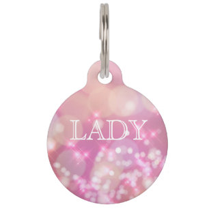 Glamourous Pink Sparkles   Personalised Pet Tag