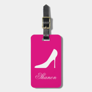 Glamourous pink travel luggage tag for women