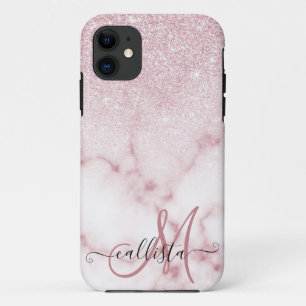 Glamourous Pink White Glitter Marble Gradient Ombr Case-Mate iPhone Case