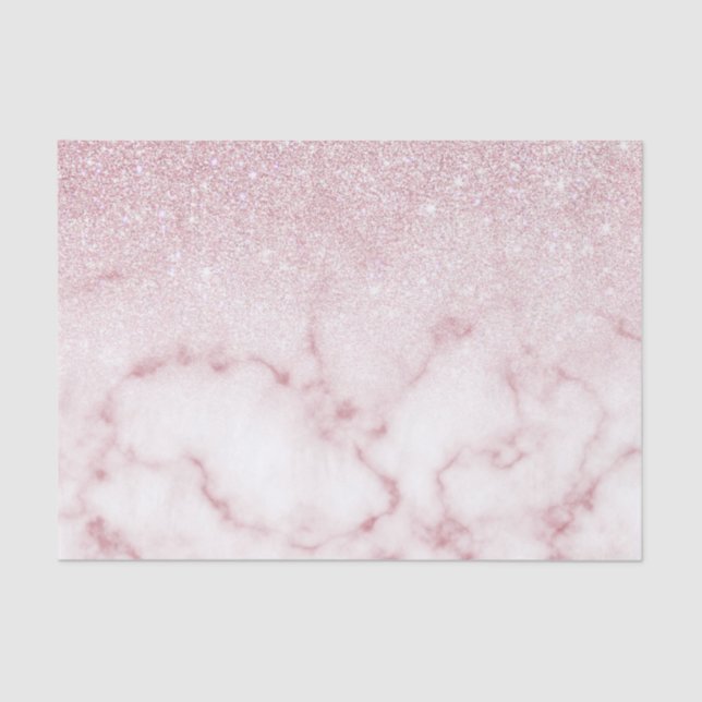 Glamourous Pink White Glitter Marble Gradient Ombr Tissue Paper (Front)