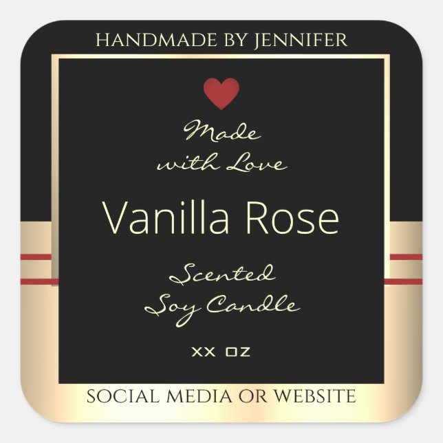Glamourous Product Packaging Labels Black and Gold (Front)