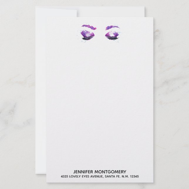 Glamourous Purple Eyes & Brows Watercolor  (Front)