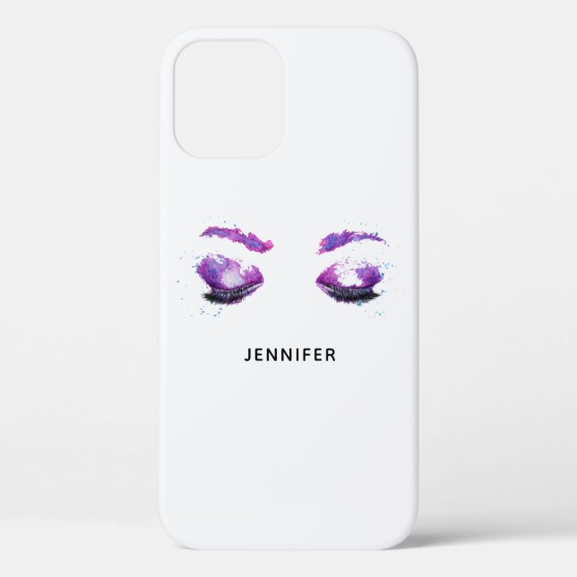 Glamourous Purple Eyes & Brows Watercolor Case-Mate iPhone Case (Back)