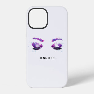 Glamourous Purple Eyes & Brows Watercolor iPhone 12 Case