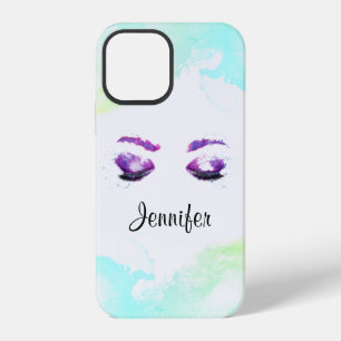 Glamourous Purple Eyes & Brows Watercolor iPhone 12 Case
