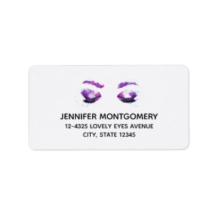 Glamourous Purple Eyes & Brows Watercolor Label