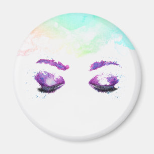 Glamourous Purple Eyes & Brows Watercolor Magnet