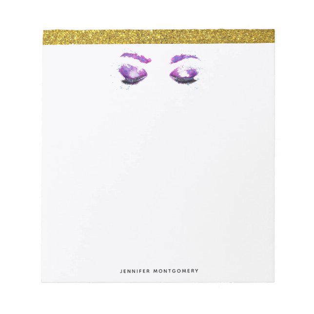 Glamourous Purple Eyes & Brows Watercolor  Notepad (Front)