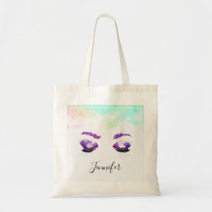 Glamourous Purple Eyes & Brows Watercolor Tote Bag