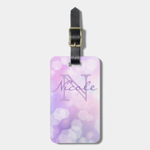 Glamourous Purple Sparkle Bokeh - Monogrammed Luggage Tag