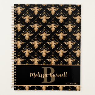 Glamourous Queen Bee Black and Gold Personalised Planner