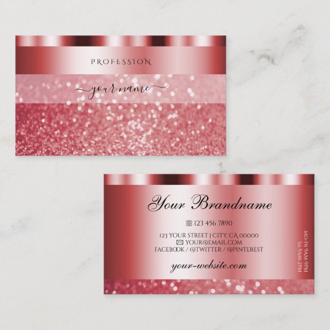 Glamourous Red Sparkling Glitter Elegant Shimmery Business Card (Front/Back)