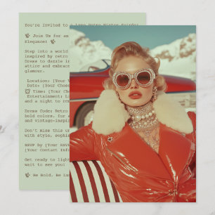 Glamourous Retro Winter Style in Alpine Setting Invitation