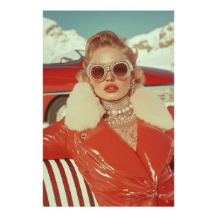 Glamourous Retro Winter Style in Alpine Setting Photo Print