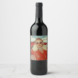 Glamourous Retro Winter Style in Alpine Setting Wine Label
