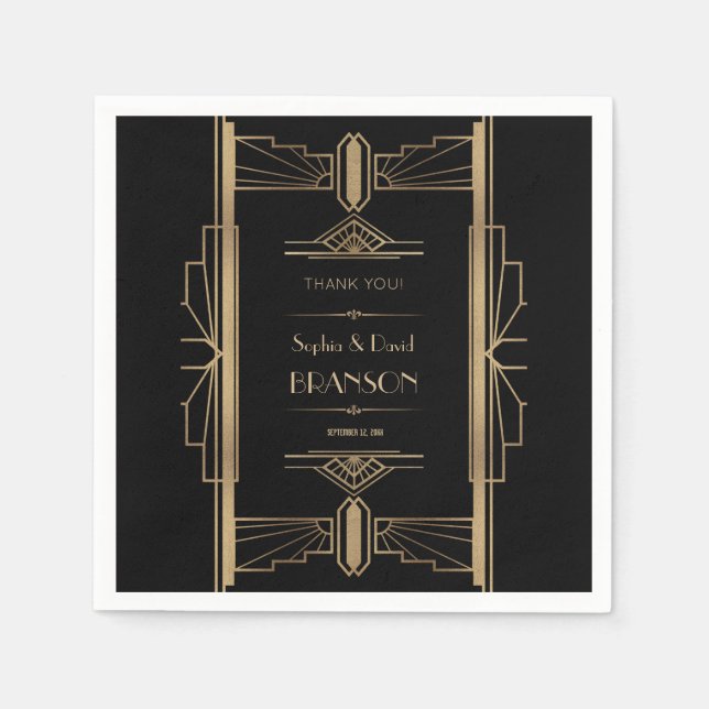 Glamourous Roaring 20's Great Gatsby Wedding Napkin (Front)