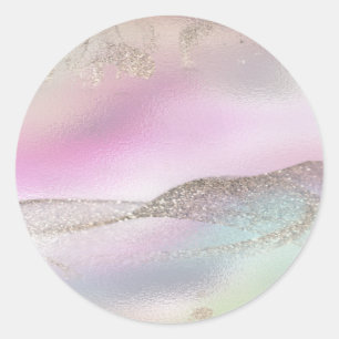Glamourous Romantic iridescent  pearl holographic  Classic Round Sticker