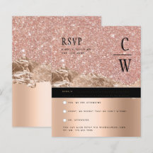 Glamourous ROSE Gold Black Wedding RSVP
