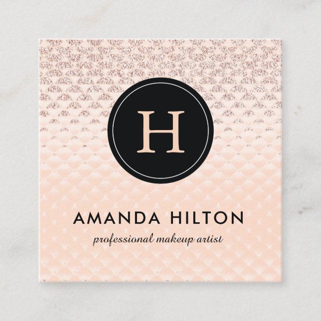 Glamourous Rose Gold Business Card Template (Front)
