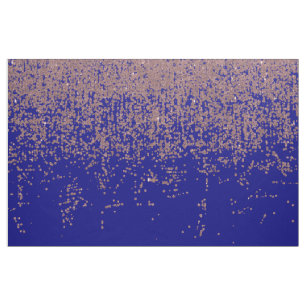 Glamourous Rose Gold Cobalt Blue Glitter Ombre Fabric