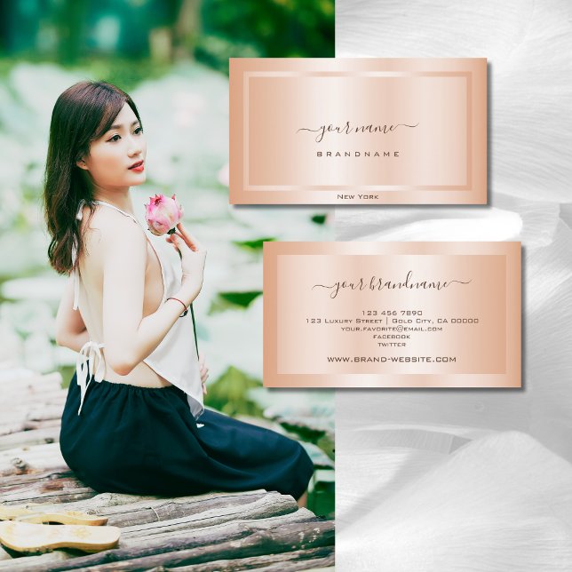 Glamourous Rose Gold Effect with Frame Outstanding Business Card (Creator Uploaded)