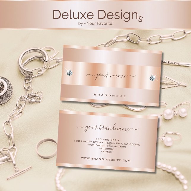 Glamourous Rose Gold Effect with Shimmery Diamonds Business Card (Creator Uploaded)