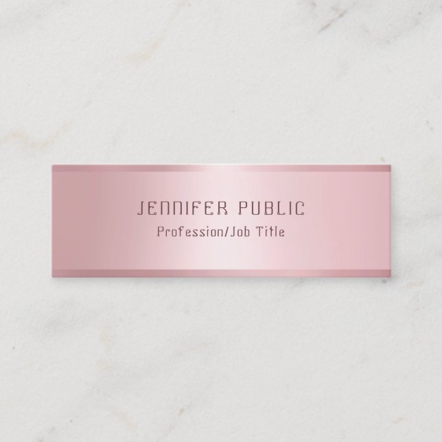 Glamourous Rose Gold Elegant Modern Template Mini Business Card (Front)