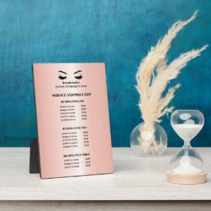 Glamourous rose Gold EYELASH SALON SERVICE LIST Plaque
