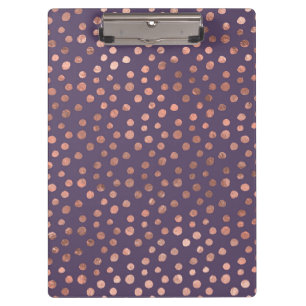 Glamourous Rose Gold Foil and Lavender Art Dots Clipboard