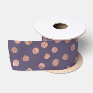 Glamourous Rose Gold Foil and Lavender Art Dots Satin Ribbon