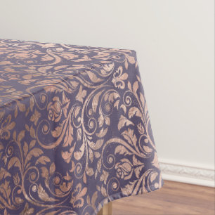 Glamourous Rose Gold Foil and Lavender Damask Tablecloth